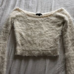 Fuzzy off the shoulder crop top